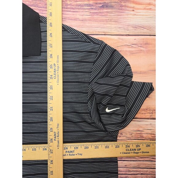 Nike Golf Mens Dri-Fit Performance Vented Polo Large Black Striped - Picture 8 of 8